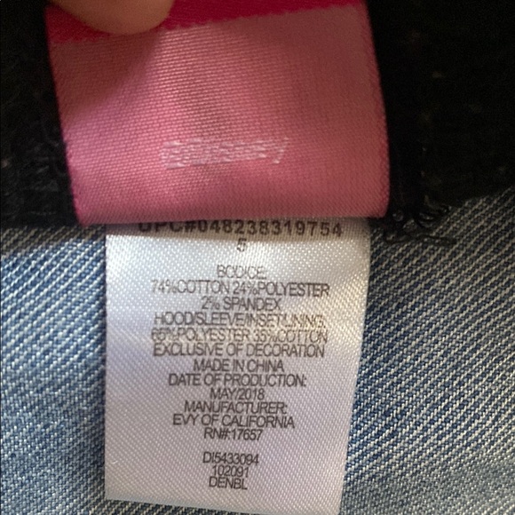 Disney Minnie Polka Dot Kids Jean Jacket Embroidered Mouse Ears Hooded Bow Coat - Picture 6 of 6